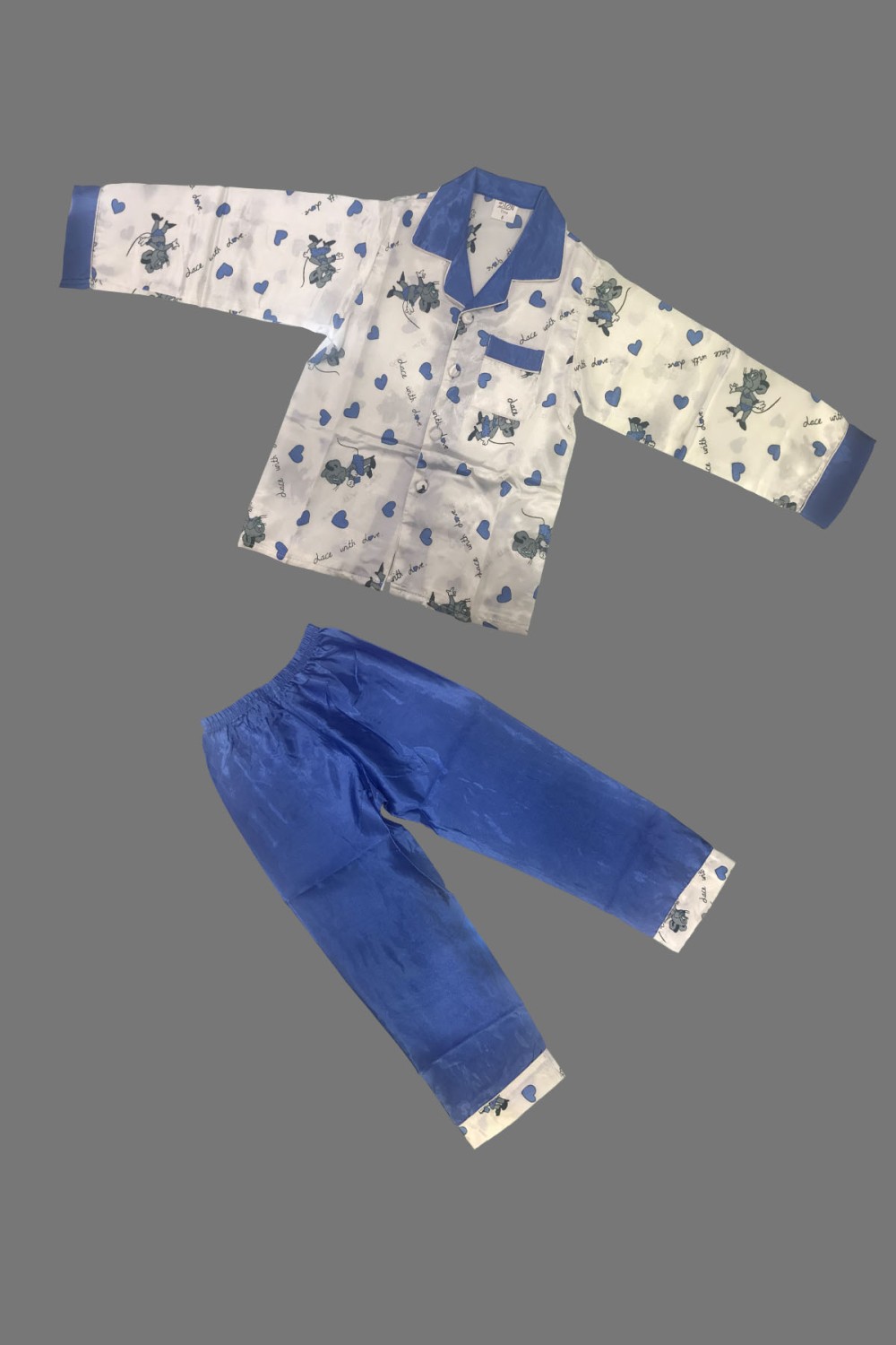 Dion Time Kız Çocuk Mavi Saten Pijama