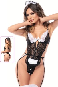 New Dreams 8473 Fantazi Body | Şeritli Kafes ve Ouvert Tasarım