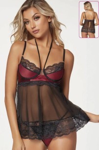 New Dreams 8624 Fantazi Babydoll | Deri Görünümü ve Transparan Zarafet