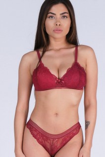 Dantelli Bordo Sütyen Takım 9009St