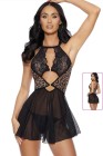 New Dreams 8622 Fantazi Babydoll | Deri Görünümlü Şıklık ve Tül Zarafeti